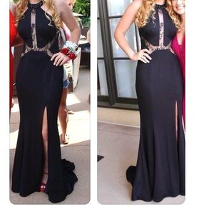 Sherri Hill Black Prom Dress with Slit